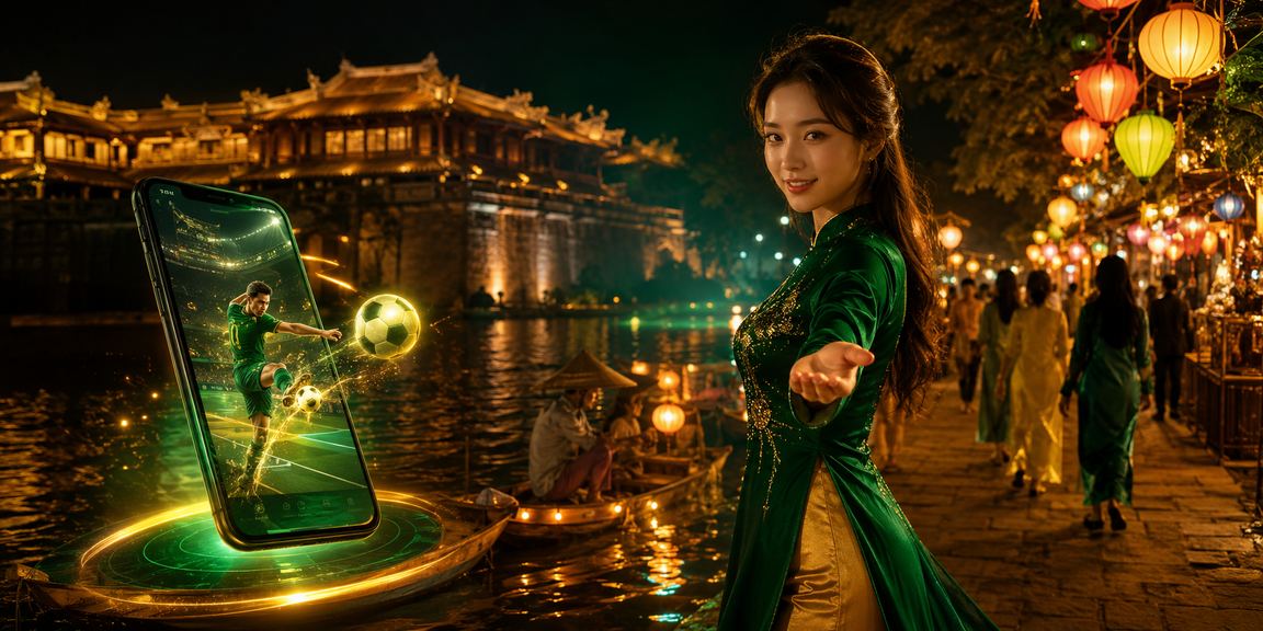 Chợ đêm Huế sôi động với người dùng theo dõi xổ số và cá cược thể thao trực tuyến trên điện thoại