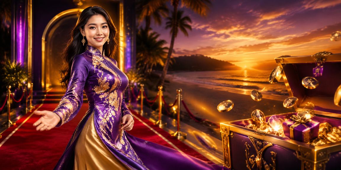 Phong cảnh Phú Quốc với người mặc áo dài tham gia trò chơi betting trực tuyến